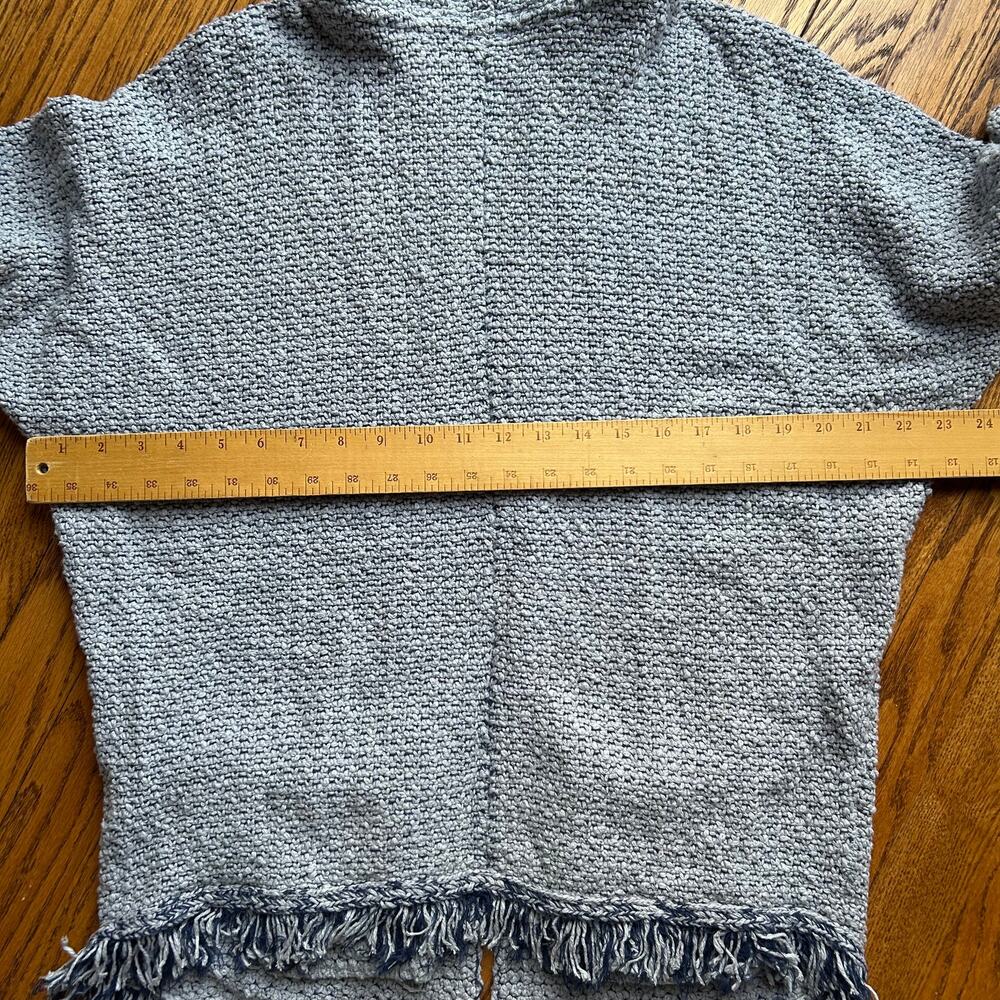 Free People Love Me Tender Cardigan Sweater Hooded Knit Fringe Blue Small - Picture 7 of 12